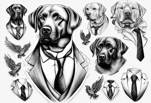 A labrador in a double breasted suit tattoo idea