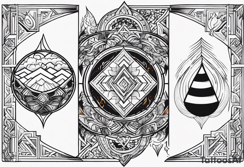 three elements: fire, air, earth tattoo idea