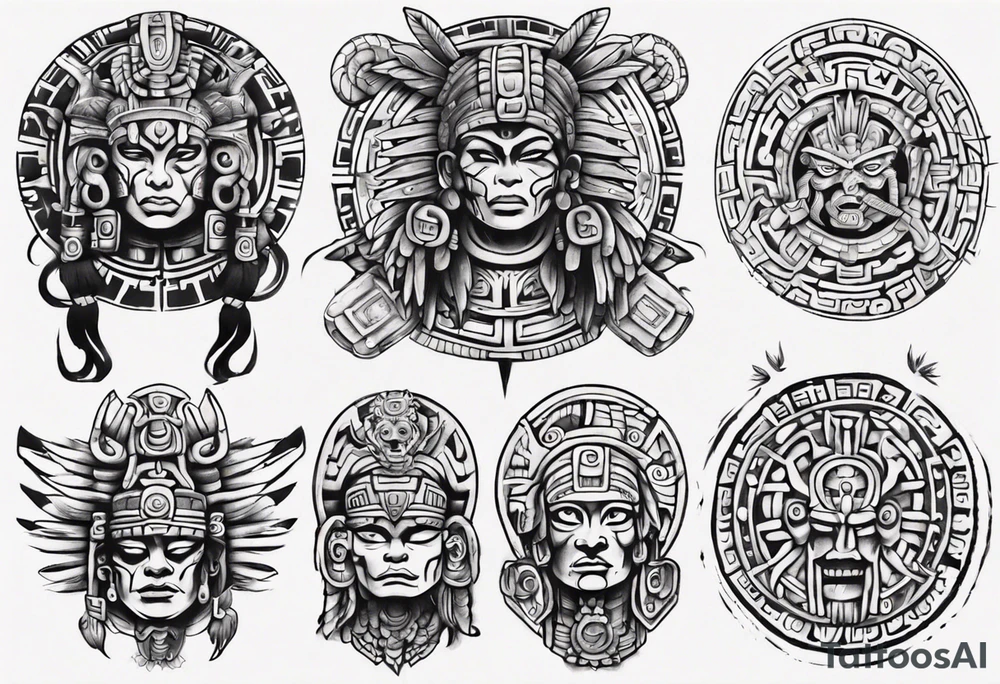 Mayan back pieces tattoo idea