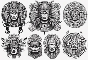 Mayan back pieces tattoo idea
