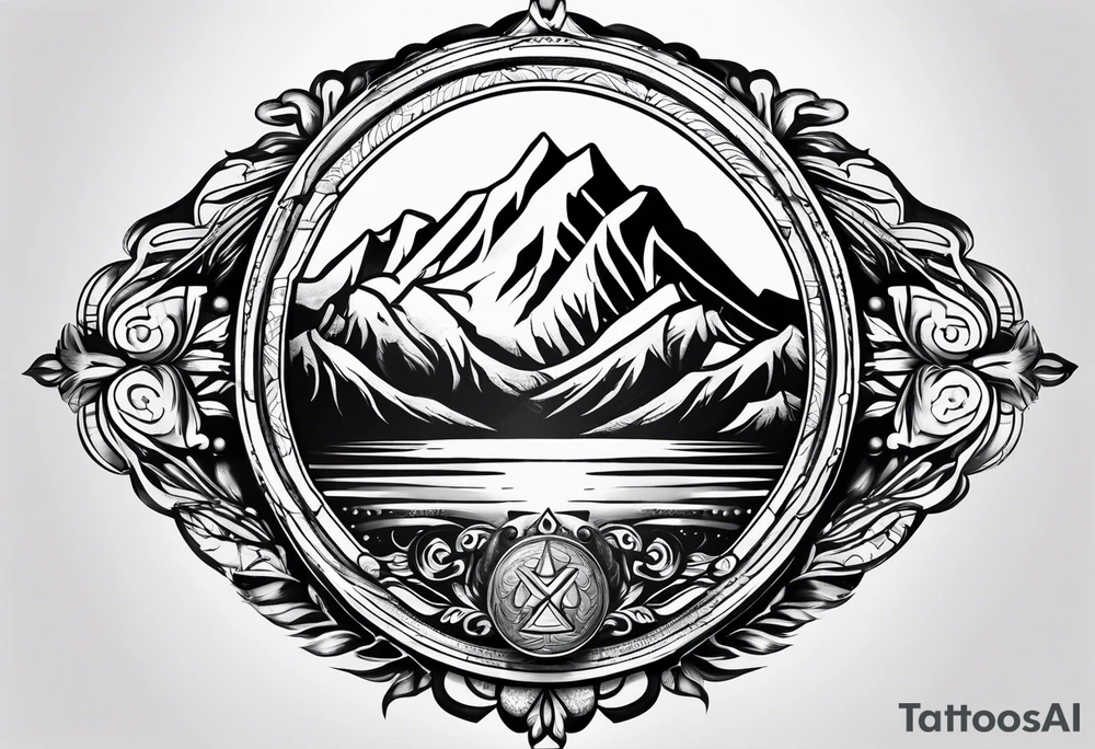 emblem long swork and a scale tattoo idea