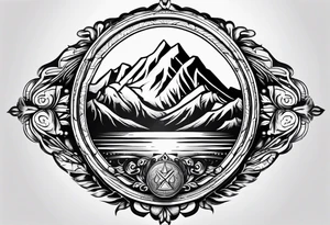 emblem long swork and a scale tattoo idea