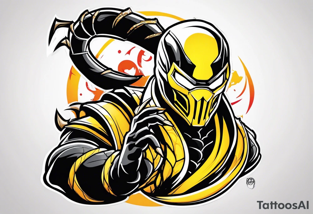 Iconic character Scorpion from Mortal Kombat game tattoo idea