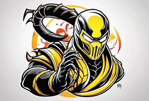 Iconic character Scorpion from Mortal Kombat game tattoo idea