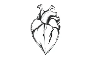 A heart that has a knife in it and shows pain tattoo idea
