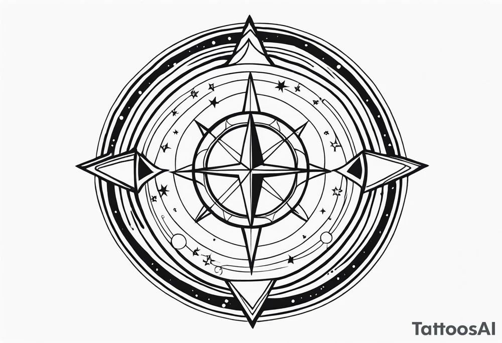 sagittarius sign with designs surrounding it tattoo idea