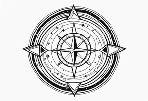 sagittarius sign with designs surrounding it tattoo idea