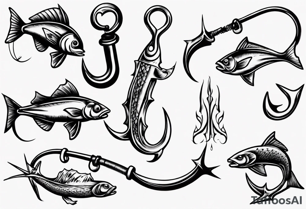 Fishing hooks tattoo idea