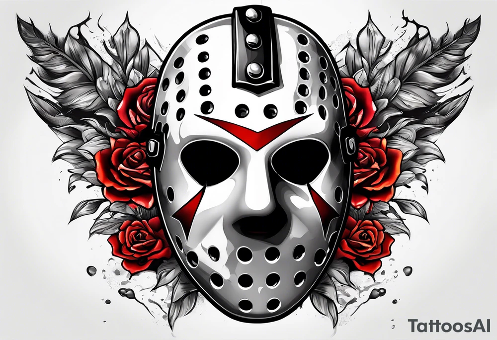 Friday the 13th Jason mask tattoo with smoke tattoo idea