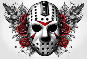 Friday the 13th Jason mask tattoo with smoke tattoo idea