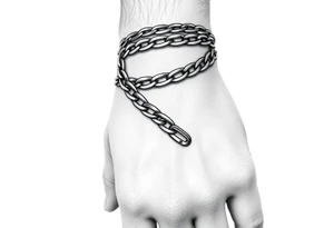 Chains wrapped around wrist going up to thumb and index finger tattoo idea