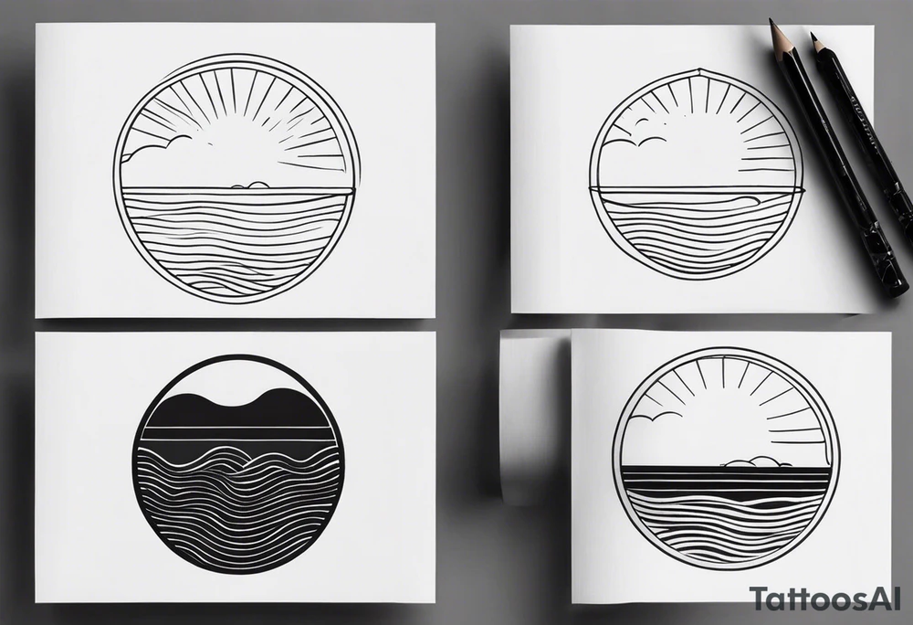 Half sun with water at the bottom tattoo idea