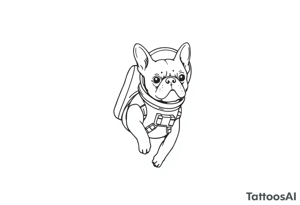 a space themed tattoo of my french bulldog mars. include elements in space. mars should be depicted as a astronaut tattoo idea