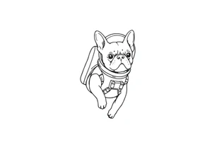 a space themed tattoo of my french bulldog mars. include elements in space. mars should be depicted as a astronaut tattoo idea