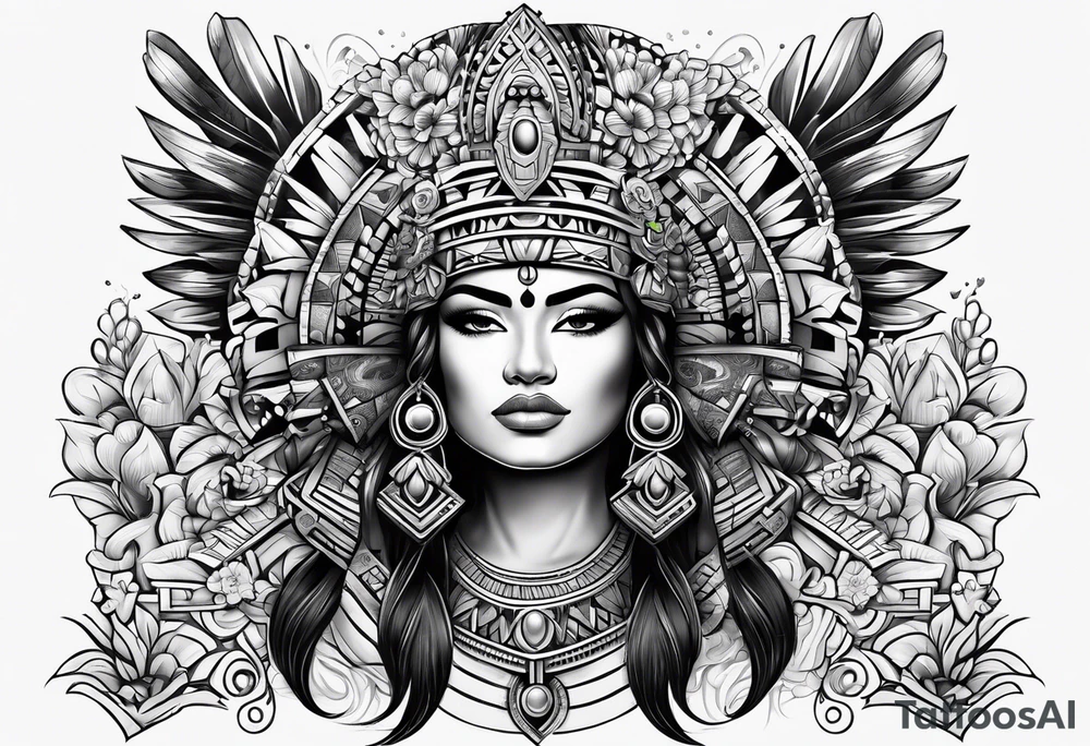 Aztec princess, ollin symbol tattoo idea