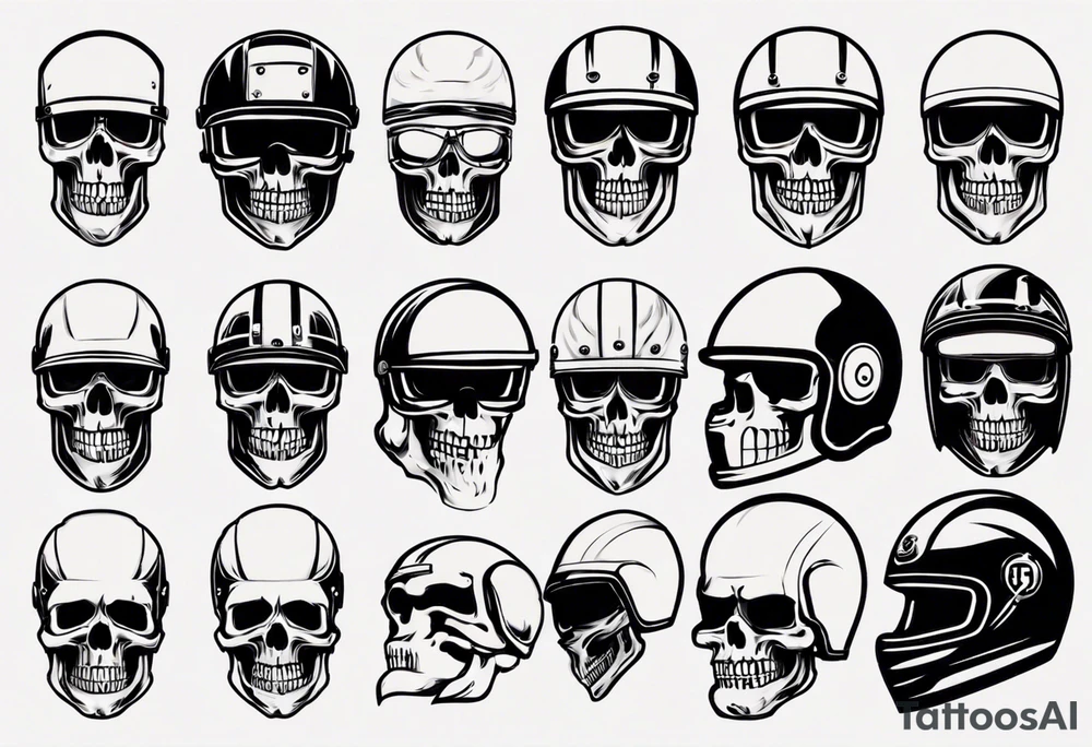 Skull with motorcycle helmet tattoo idea