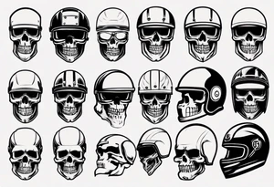 Skull with motorcycle helmet tattoo idea