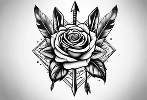 five Indian arrows going through a one rose for a forearm tattoo idea