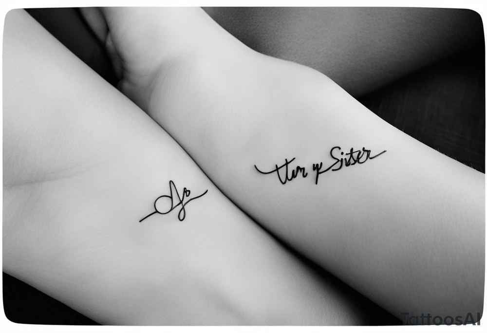 Puzzle Piece: A fine, clean outline with no shading, keeping the design light and elegant. Two pieces connected. 
Handwritten Text: inside the puzzle piece, your sister’s words “to my favorite sister,” carefully preserving the integrity of her handwriting.
This will create a balanced, meaningful design that's simple yet full of emotion—perfect for a small ankle tattoo. tattoo idea