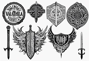 Viking sword Valhalla dragon shield tattoo idea
