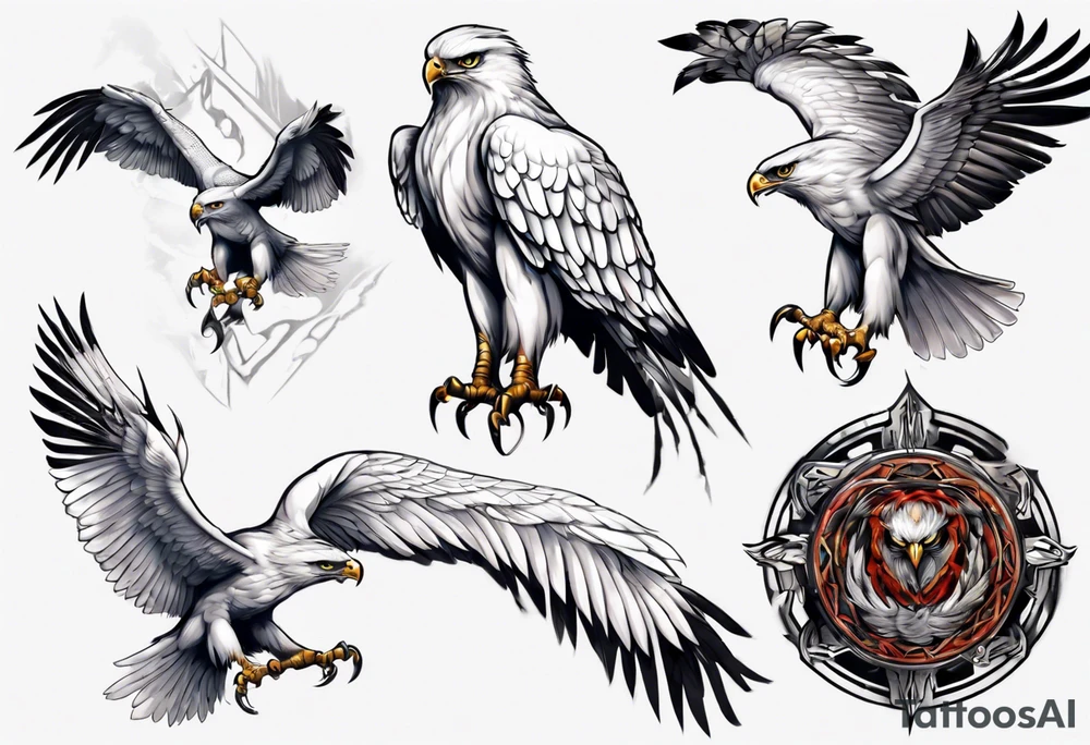 A white hawk as a warrior tattoo idea