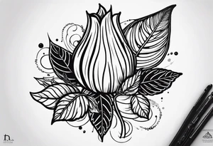 Elements: the north needle in the center, outside the north needle are a few eggplant leaves, and the outermost edge is a long wavy line
It’s a long tattoo tattoo idea