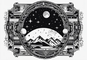 I wanna a tattoo in my wrist with a shape of rectangle wide as a bracelet with astronomy theme tattoo idea