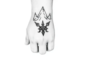 Simple large nature or Norse themed, covering the hand, going up the fingers and down the wrist. tattoo idea