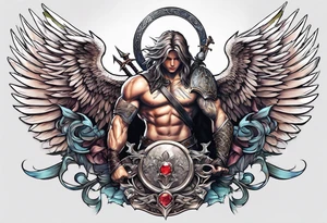 Arc angel with twin swords tattoo idea