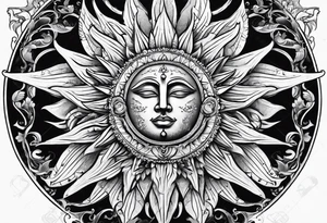 A sun depicted as a male figure tattoo idea