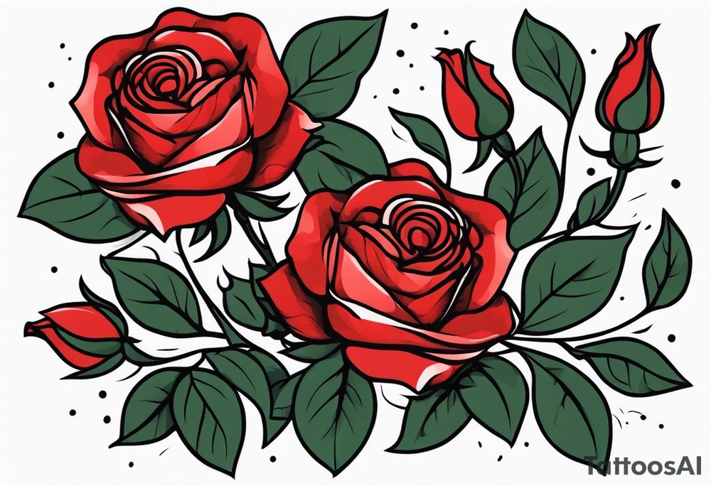traditional rose bundle red tattoo idea