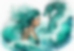a beautiful turquoise dragon woman emerging from an ocean wave, crashing onto the shore tattoo idea