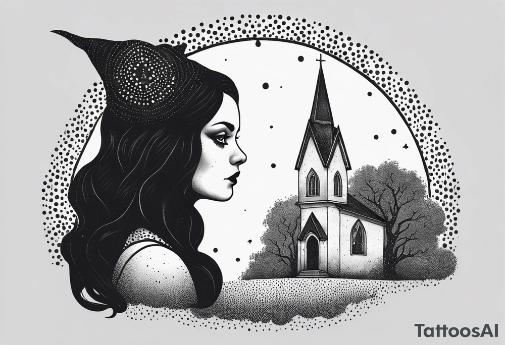 wednesday adams witch church element tattoo idea