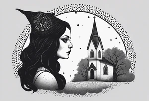wednesday adams witch church element tattoo idea