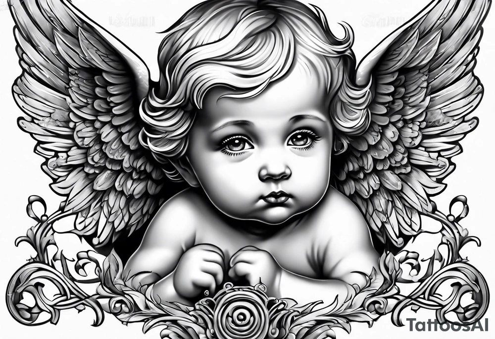 Small  young baby angel tattoo idea