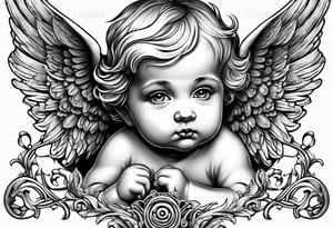 Small  young baby angel tattoo idea