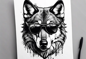 Badass Wolf wearing Sunglasses tattoo idea