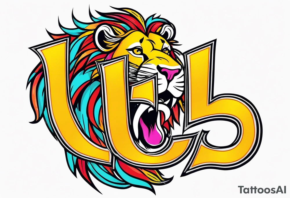 letters j a s t i, inisde of a lion tattoo idea