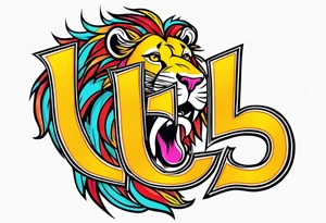 letters j a s t i, inisde of a lion tattoo idea