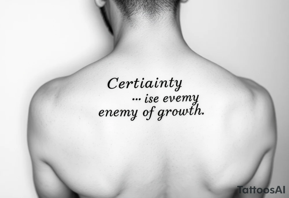 “Certainty is the enemy of growth. tattoo idea