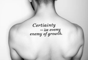 “Certainty is the enemy of growth. tattoo idea