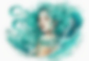 a woman made out of water emerging from the sea, turquoise hair tattoo idea