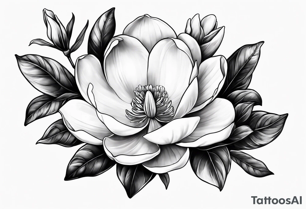 magnolia sketch drawing tattoo idea
