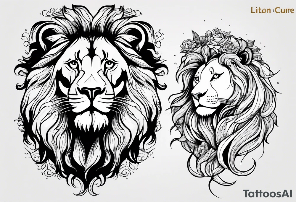 Lion and lioness with august 17 & 18 tattoo idea