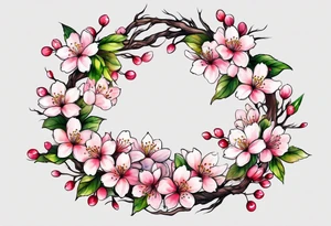 Wreath of cherry blossoms tattoo idea