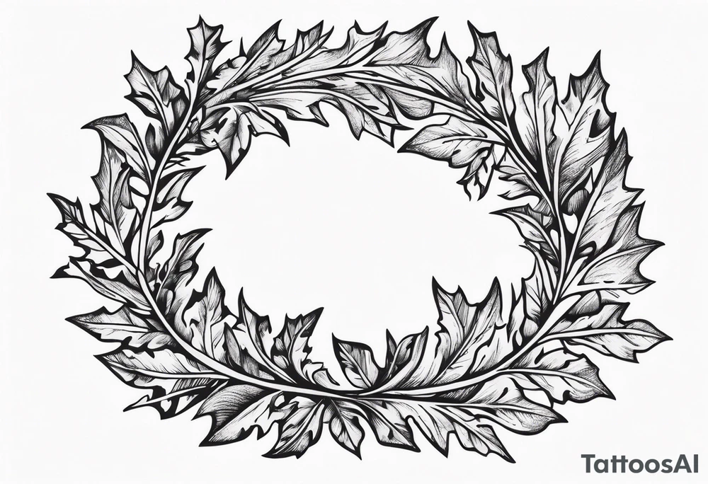 White oak leaf wreath tattoo idea