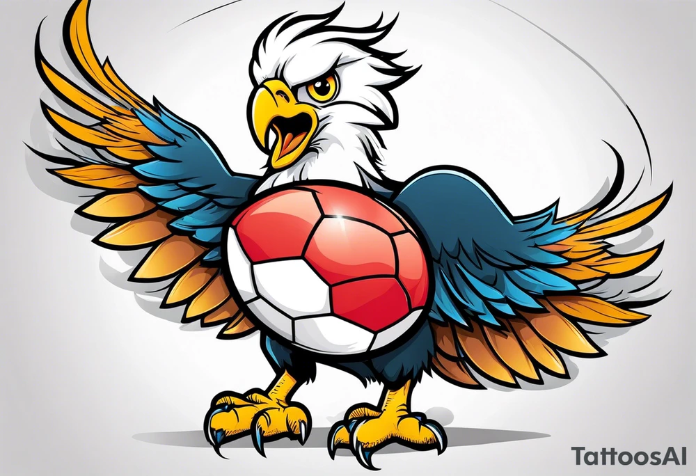 Cartoon eagle with a football tattoo idea