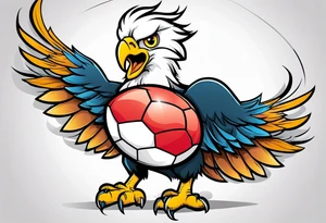 Cartoon eagle with a football tattoo idea