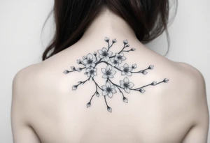 delicate cherry blossoms swirling in spring breeze with petals, on arm tattoo idea