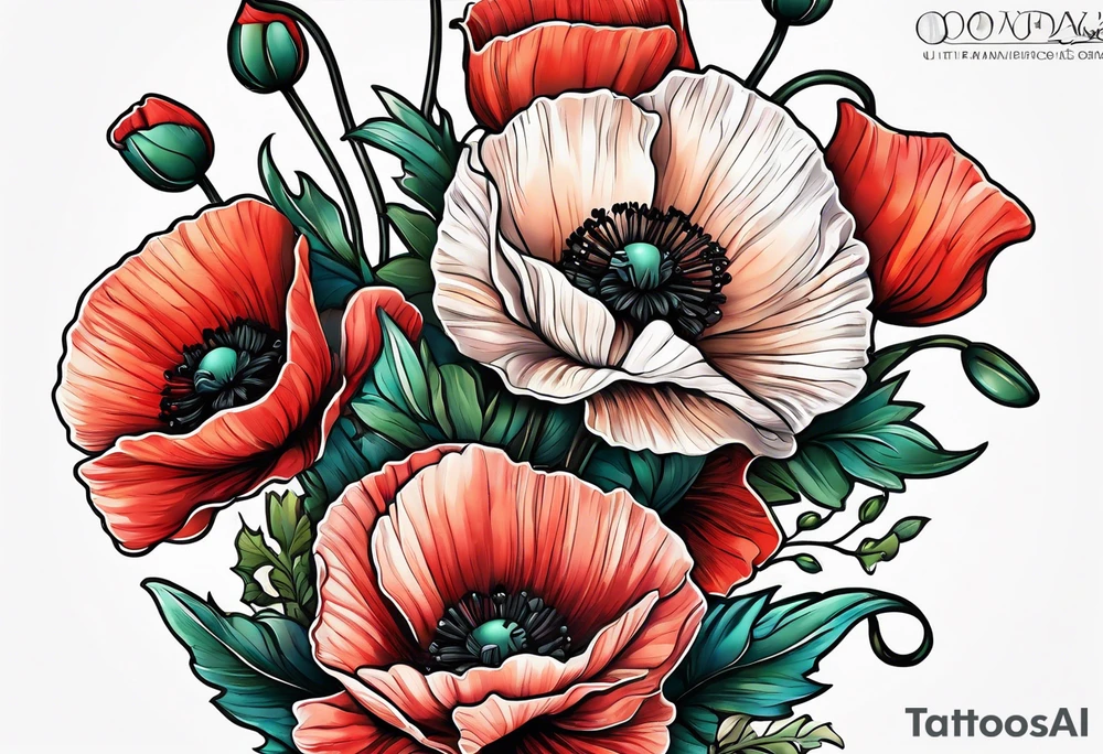 Poppy bouquet tattoo idea